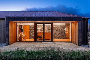 Glazed entrance to new house in Lismore, Argyll