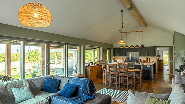 open plan farmhouse kitchen and living, Argyll