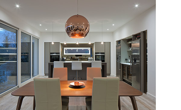 open plan kitchen dining in new Bearsden house