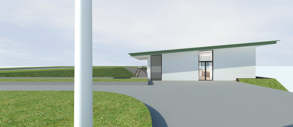 Entrance to architect designed Watertank house