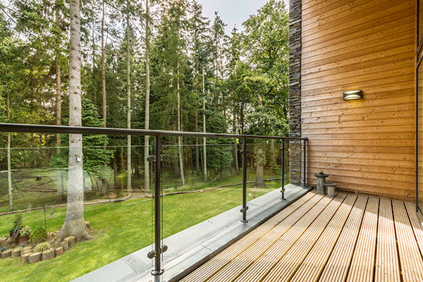 bedroom balcony in architect designed Perthshire house